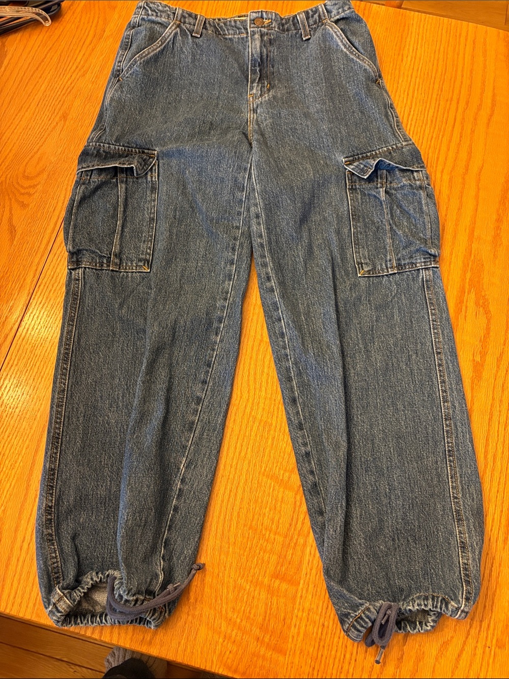 Levi's Classic Blue Denim Boyfriend Cargo Jeans with Drawstring Ankles